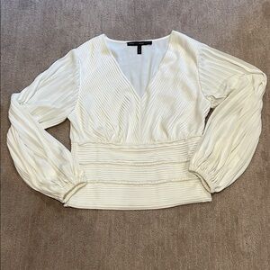 White House Black Market Pleated White Blouse
